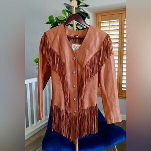 Cripple Creek Brown Genuine Leather Fringe Jacket Women’s Size S